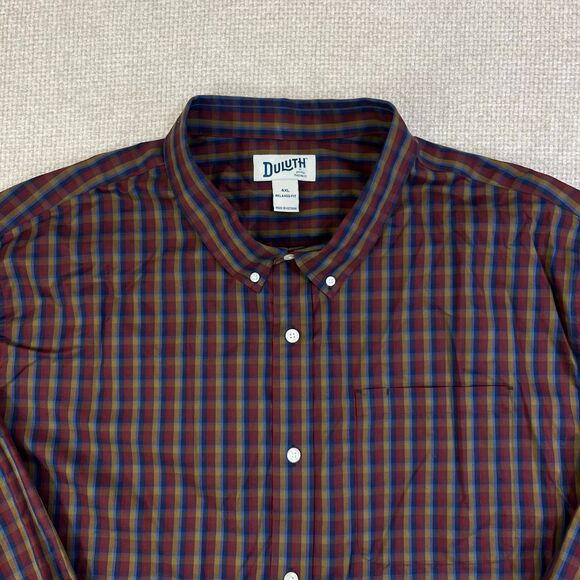 Duluth Trading Company Shirt Wrinkle Fighter Men's 4XL Button Down Red Plaid - Picture 2 of 8